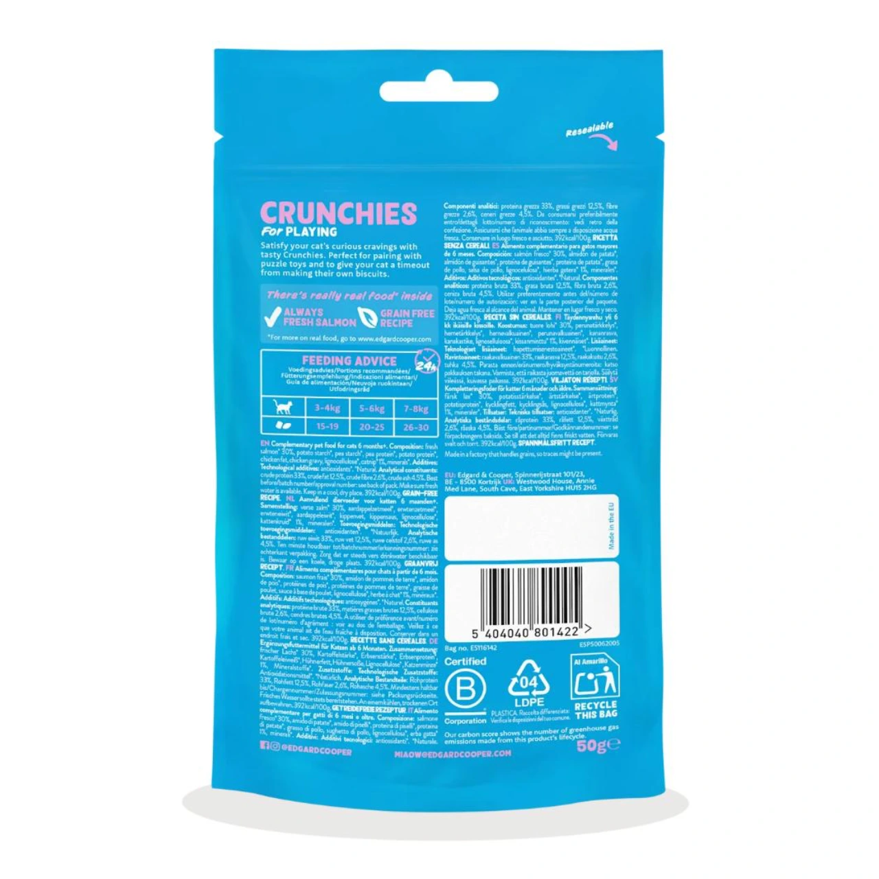 Edgard & Cooper Crunchies kattegodbidder laks 50 g